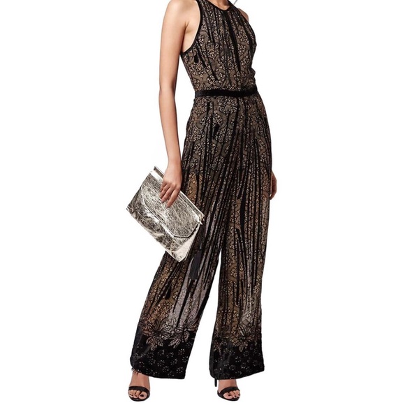 Topshop Black Velvet Wide-leg Jumpsuit - Picture 1 of 8